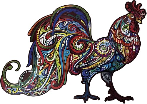 G+D Rompecabezas para adultos - Rompecabezas de madera de gallo - Rompecabezas de madera colorido único - Toda la familia juntos para un desafío