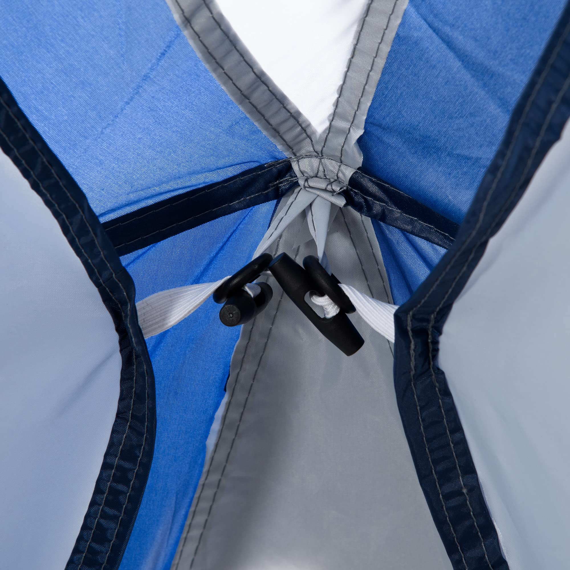 Outsunny Tente de Camping dôme familiale pour 6-8 Personnes avec 4 Portes en Filet zippées, Tissu Oxford Amovible, Crochet pour Lampe, Sac de Transport dim. 350L x 350l x 230H cm - Blanc et Bleu