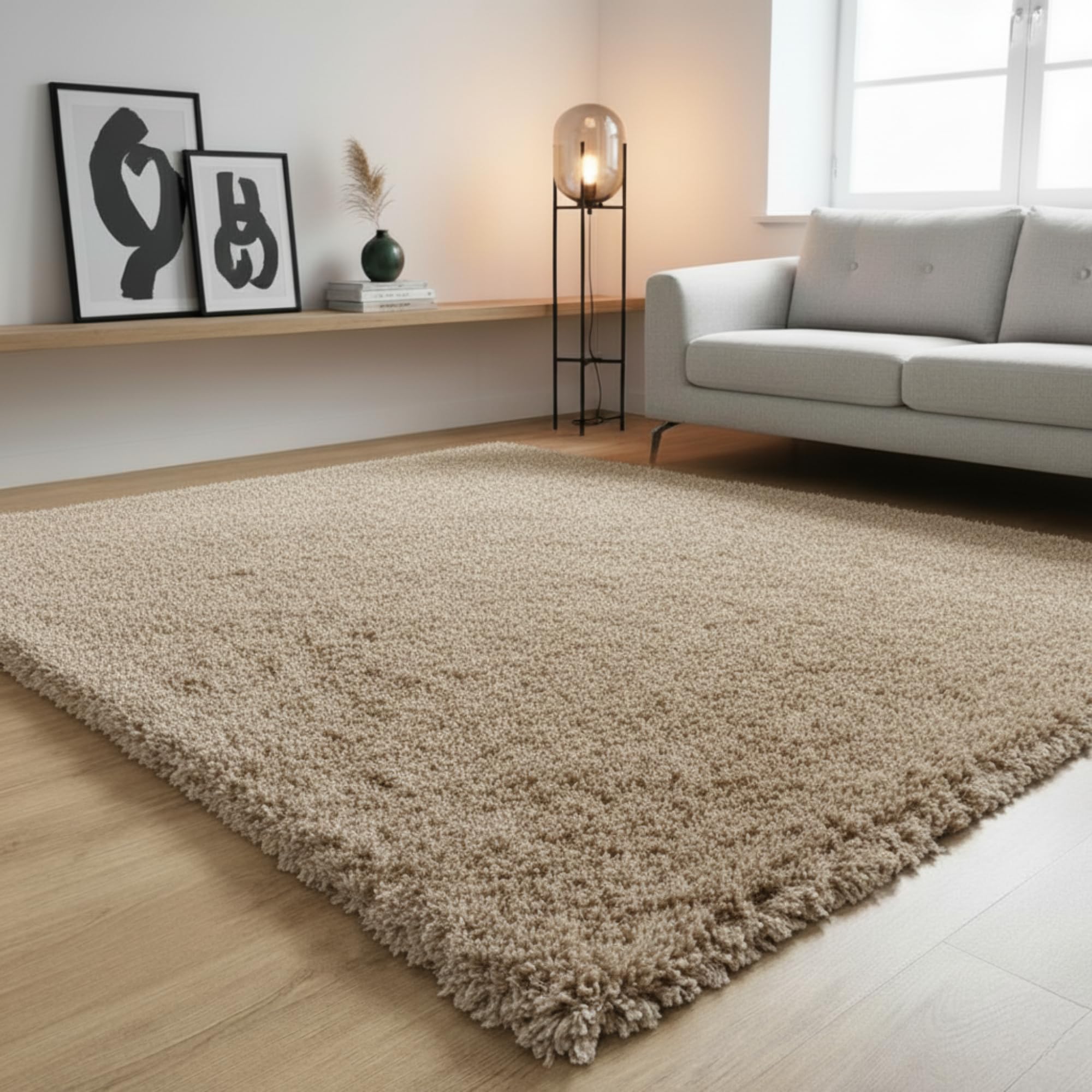HAVENURA Large Living Room Rugs – Elegant and Stylish Shaggy Rugs for Bedroom and Living Room, Soft and Cozy Design Perfect for Any Home, Available Across the UK. (Light Beige, 80x150cm)