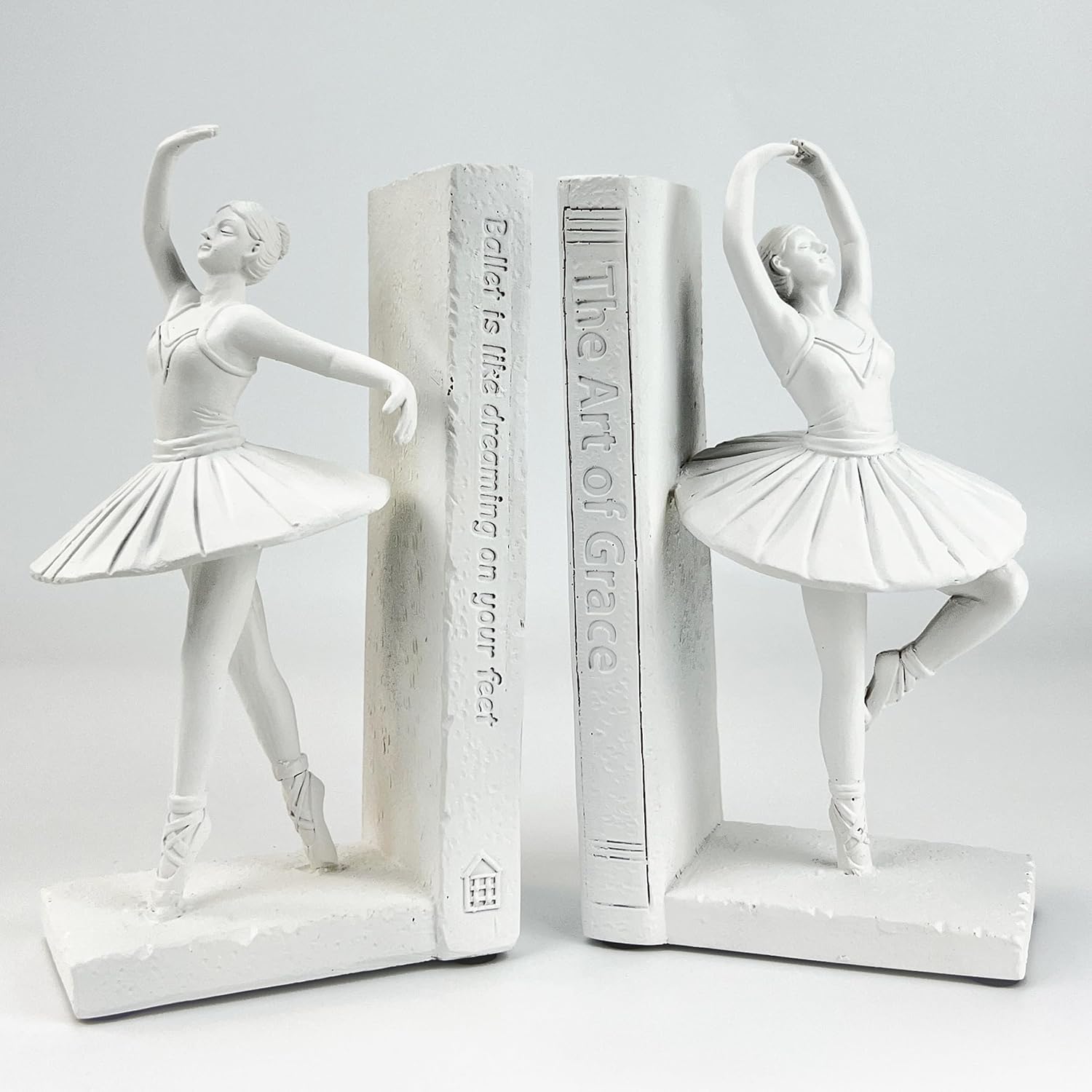 Decorative Bookends for Shelves, Ballet Bookends, Novelty Book Ends for Heavy Books, Creative Resin Book Holders/Stopper for Kitchen Desk Home Office, Set of 2, Feminine Bookends