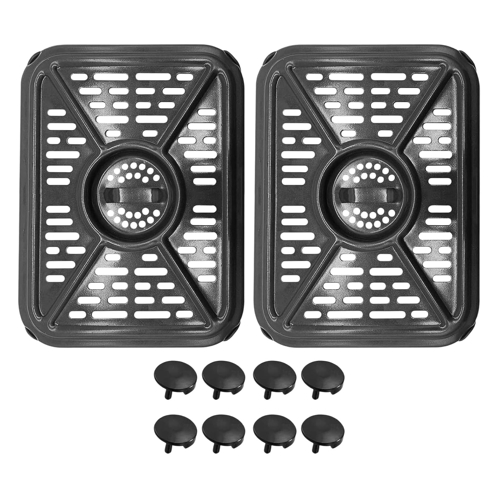 HGENAHGTF Air Fryers Grill Pan Cooking Rack with Rubber Bumpers for DZ401 DZ550 Replacement Baking Tray Even Heat Distribution Air Fryers Crisper Plate Grill Tray with Rubber Bumpers