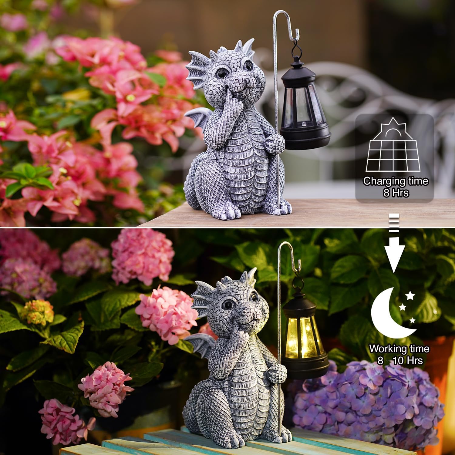 Goodeco Dragon Statue with Solar Lantern - Garden Decor for Lawn, Patio, and Yard - 8.3 inches Dragon Gifts & Outdoor Decorations - Image 5