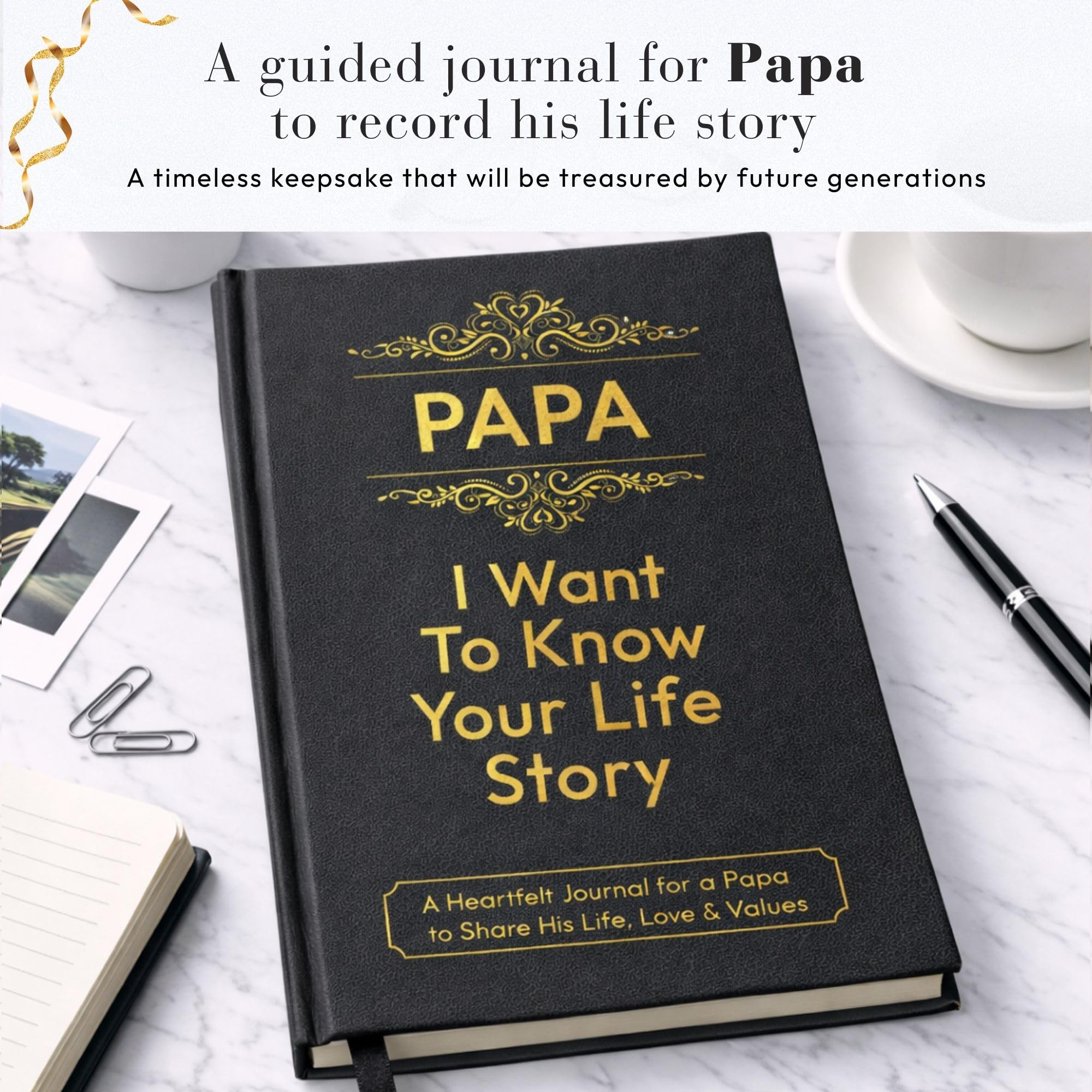 Diario de cuero con texto en inglés «Papa I Want to Know Your Life» (tapa dura) – Regalos para papá para Navidad o cumpleaños – Comparte su historia de vida – Regalo ideal para el Día del Padre de
