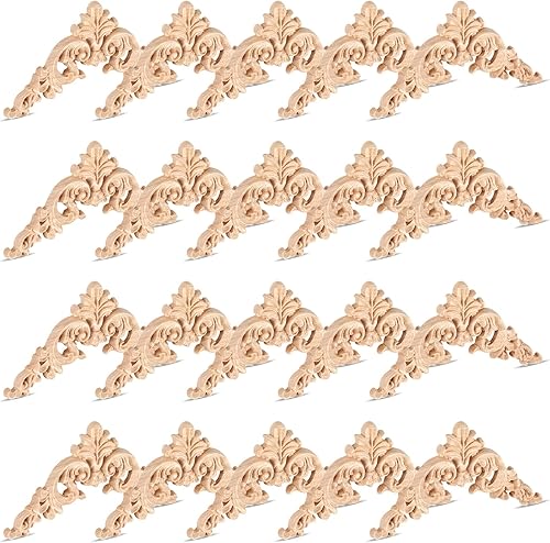 20 piezas de apliques de madera, apliques decorativos de madera incrustados de madera, calcomanías de madera tallada sin pintar, calcomanías de