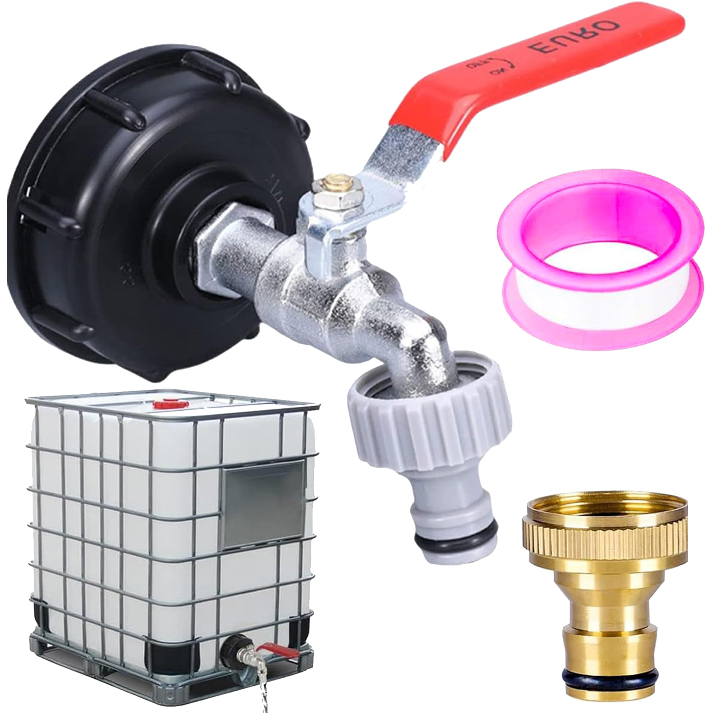 Hufhnwso Women's 1/2-3Pcs Ibc Tap Brass Leakproof Ibc Tank Fittings - /2" Adapter & Valve For S60x6 Water Storage Tank & Garden Hose Connector