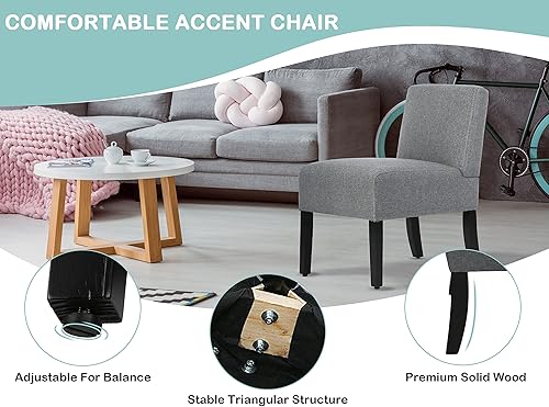 Miniatura 6 de Silla decorativa sin brazos, silla de sala de estar, silla pequeña para dormitorio, sillas decorativas para sala de estar, oficina, pequeña silla