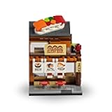 Mini City Sushi Bar Building Block Set – Custom Japanese Street Food Bar Stand Model – 100% Compatible with Lego, Creative Construction Toy for Kids & Adults, Gift for Food Lovers