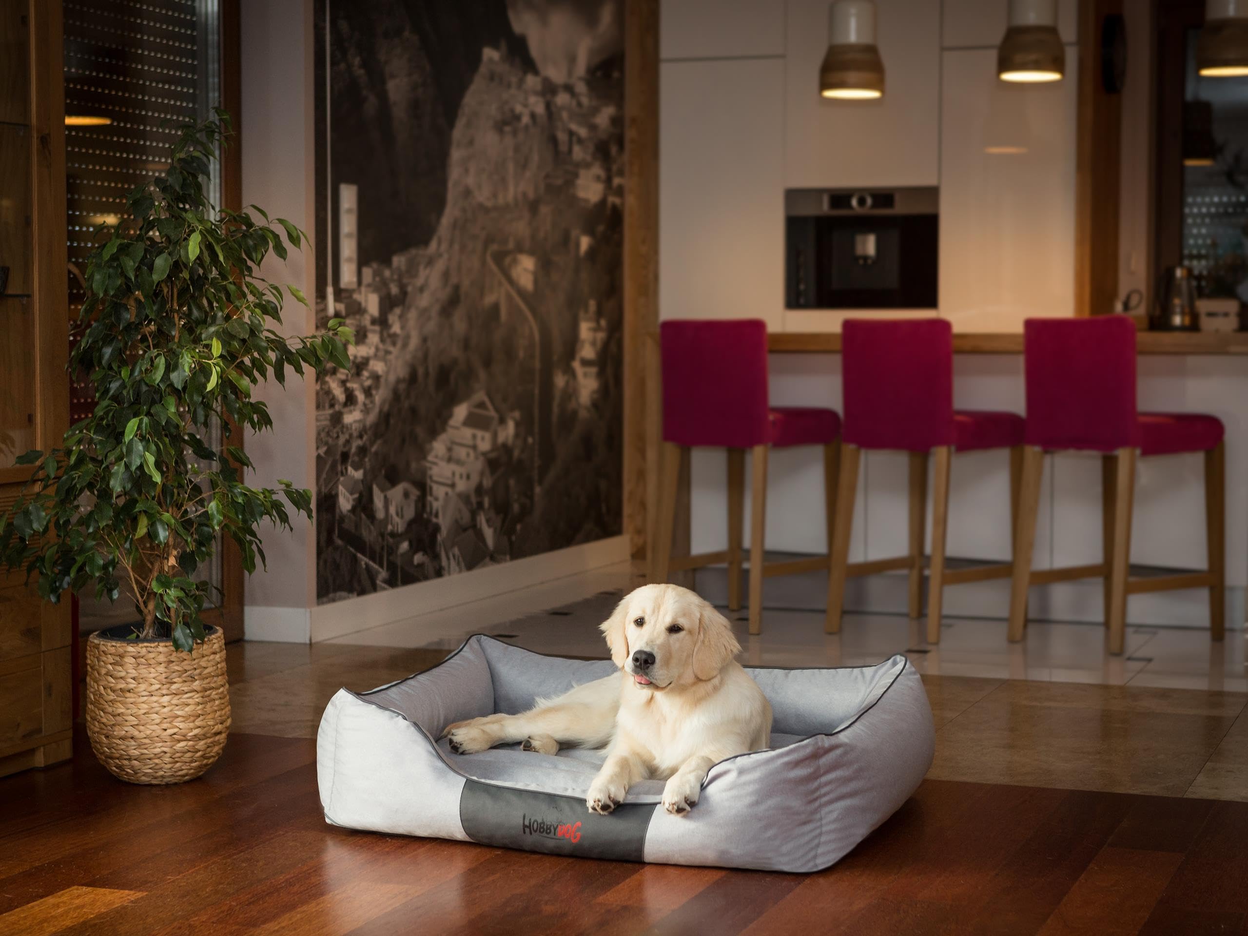 Hundebett - Hundekorb für kleine mittelgroße & große Hunde - Hundekissen - Hundesofa - Bezug abnehmbar und waschbar - Comfort - Größe: L - Dunkelbraun