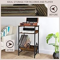 Vista 8 de YINMIT Soporte para discos de vinilo, soporte para tocadiscos, mesa auxiliar, almacenamiento de vinilo de hasta 65 álbumes, mesa de tocadiscos