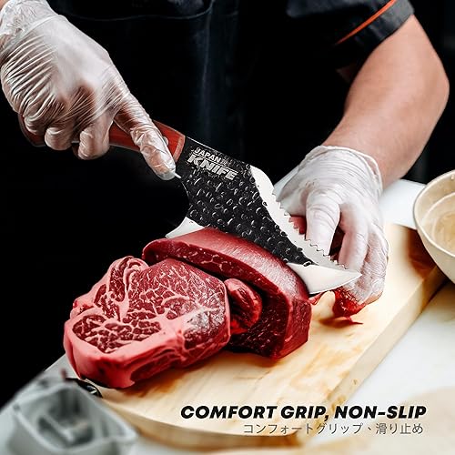 Miniatura 4 de Japan Knife - Cuchillo para carne y deshuesador de alta resistencia - Cuchillo de chef forjado afilado con agarre ergonómico y funda de cuero -