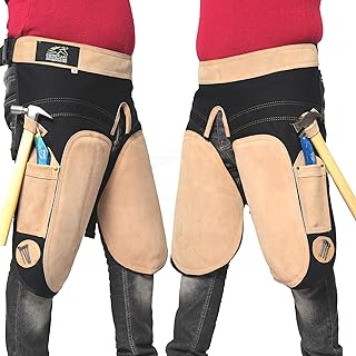 Women's Farrier Chap - 23" (59cm) Leather & Canvas Ladies Farrier Apron, with Nail Magnet Pockets & Hammer Loops, for Blacksmith, Horse Shoeing - Farrier Supplies.