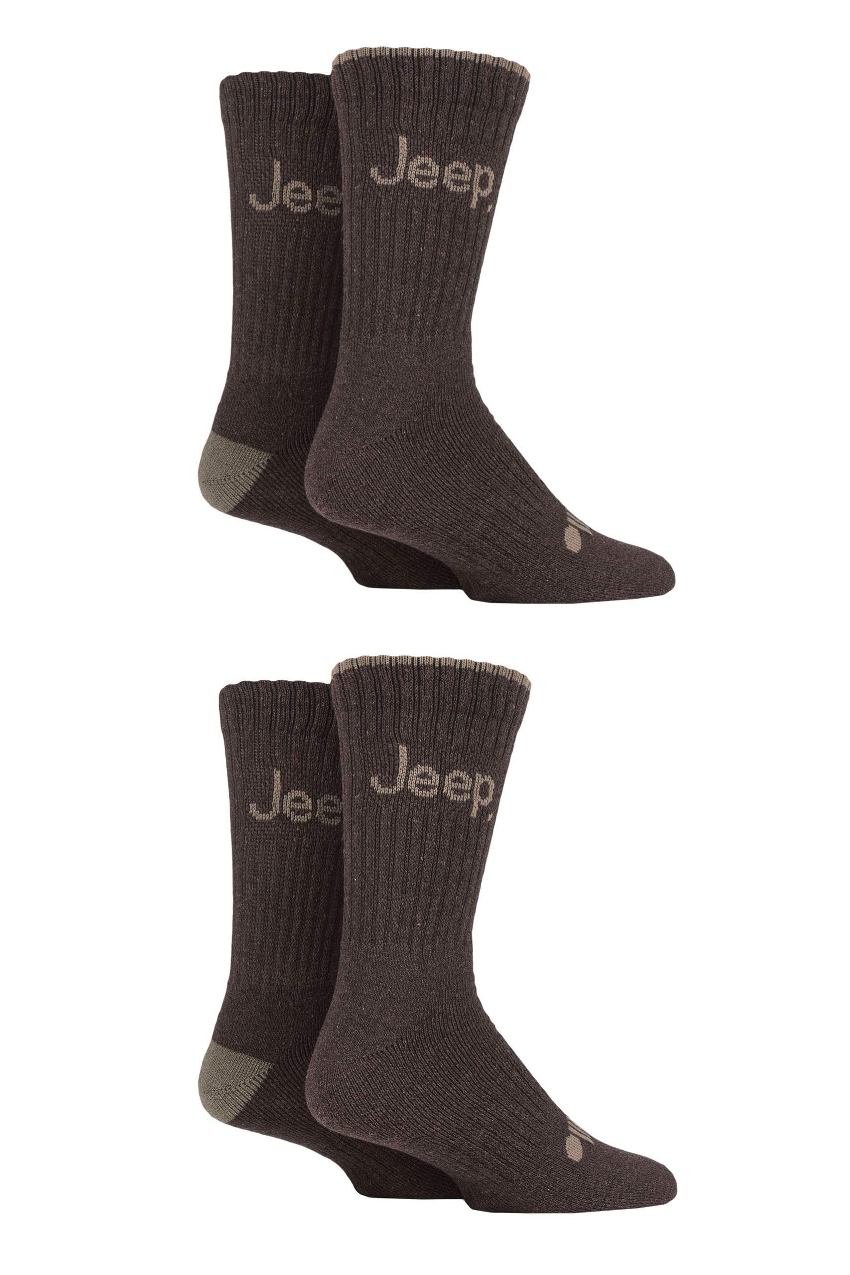 Jeep Men's Brown/Earth Performance Plain Ribbed Socks Pack Of 4 6-11