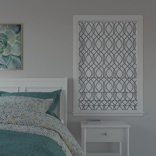 Miniatura 2 de Sun Zero Dyer Modern Trellis - Persiana romana sin cordón, 35 x 64 pulgadas, color blanco