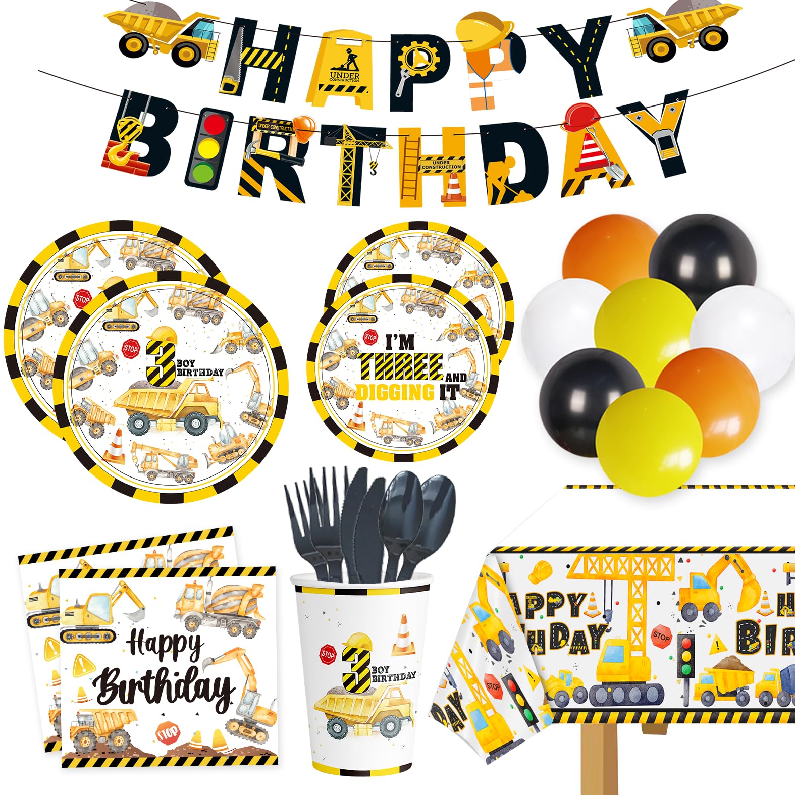 45-Piece Construction Balloon Set - 12 Inch Party Decor For Kids Construction Theme - View #11