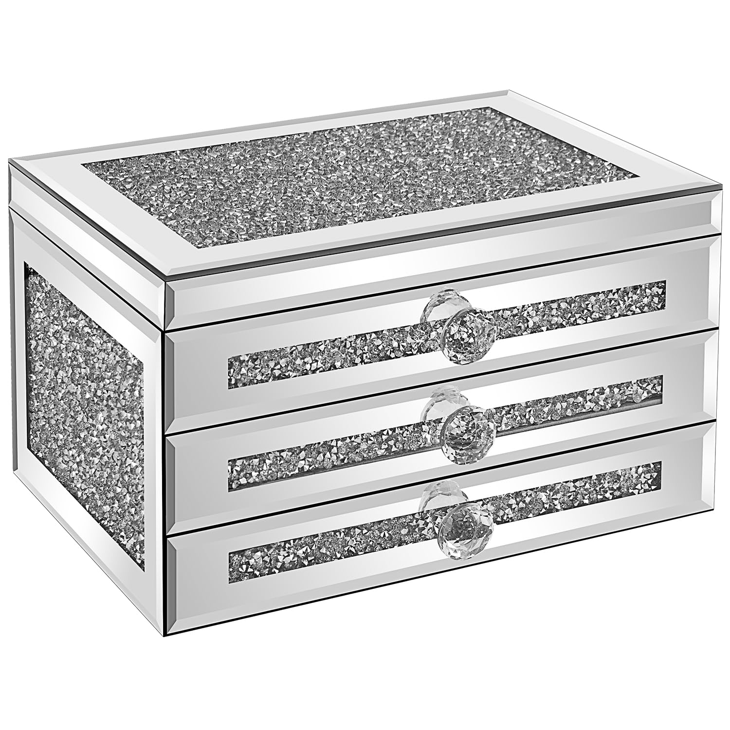 CITYLOVE Jewelry Boxes for Women Modern Glass Jewelry Box Organizer 3-Layer 2 Drawers Lots of Storage Space Best
