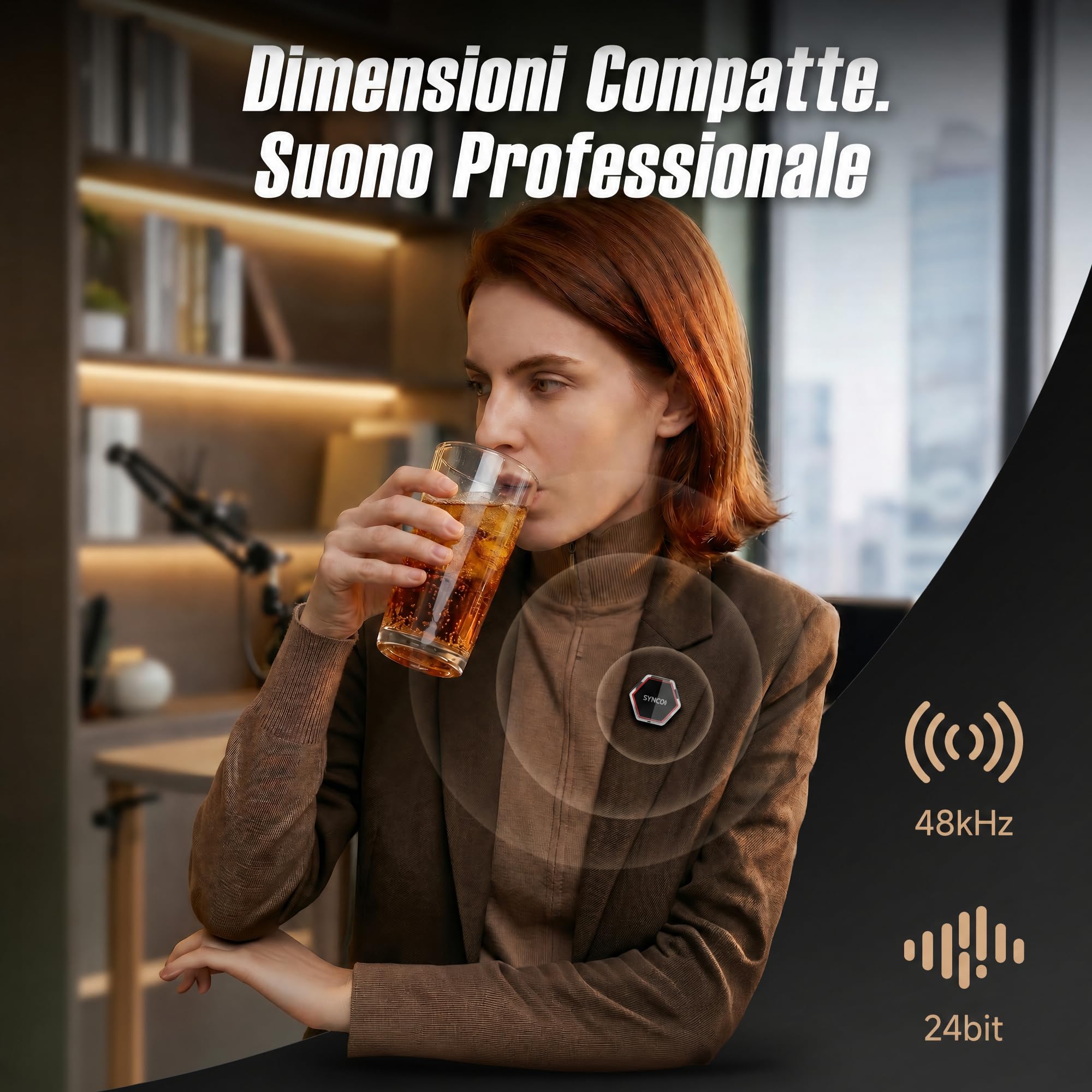 SYNCO G4 Microfono Lavalier Wireless per iPhone7-17/Android/Fotocamera, 2,4 GHz Doppio Canale, Batteria da 20 ore con custodia di ricarica,300 m, Riduzione del rumore per YouTube TikTok Vlog/Streaming
