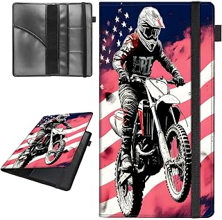 Car Registration and Insurance Holder,Leather Vehicle Glove Box Organizer Wallet for Document,Perfect for any Car,Truck,Motorcycle,Driver License,Trailer or Boat,Men & Women,american flag rider