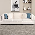 Sectional Sofa with Storage, Modern Convertible 5-Seat Sectional Couches with Chaise for Living Room/Bedroom/Office/Guestroom, Includes 4 Cozy Pillows, Easy to Install, Cream White