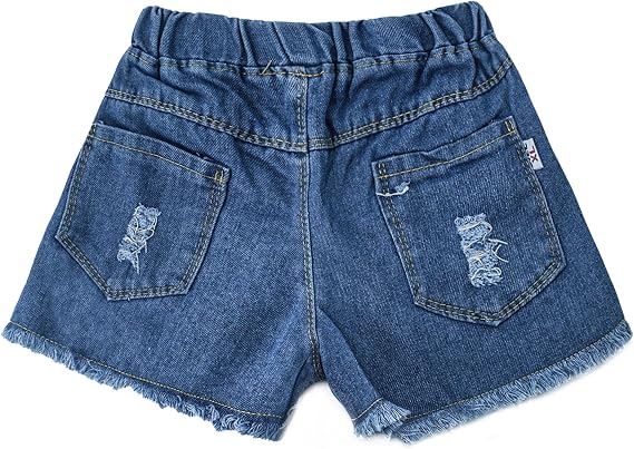 Happy Cherry Girls Ripped Denim Shorts Elastic Waist Summer Casual Jeans Shorts 3-12Y