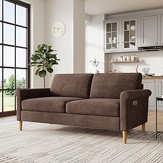 Vesgantti 65" Brown Loveseat – Mid-Century Modern 2-Seater Sofa, Tool-Free Assembly, Compact & Comfy