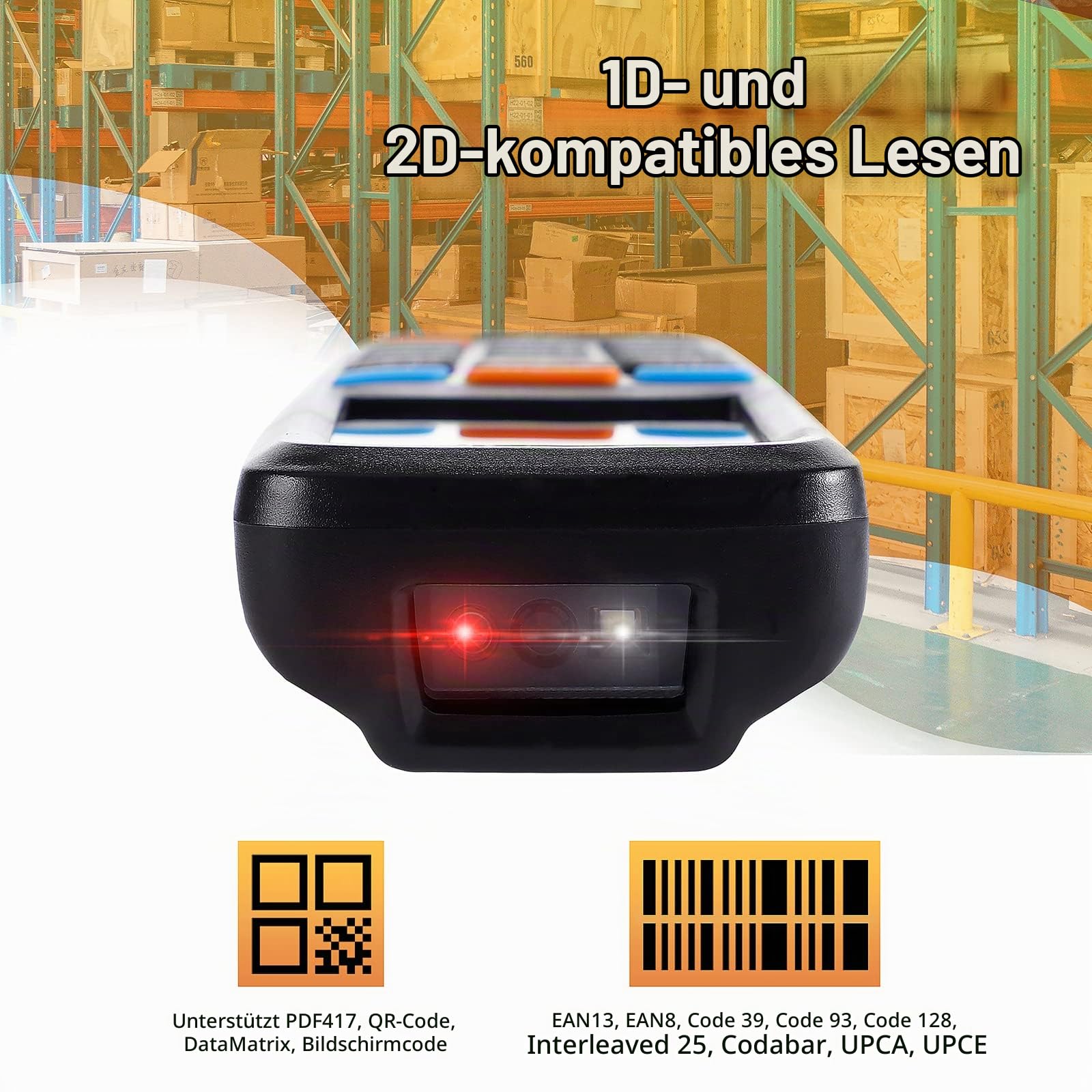 2D Inventar Barcode-Scanner und Sammler mit 2.4GHz Wireless USB Empfänger Multifunktionaler 2.8 Zoll LCD Bildschirm Barcode Leser mit Langer Übertragungsreichweite.