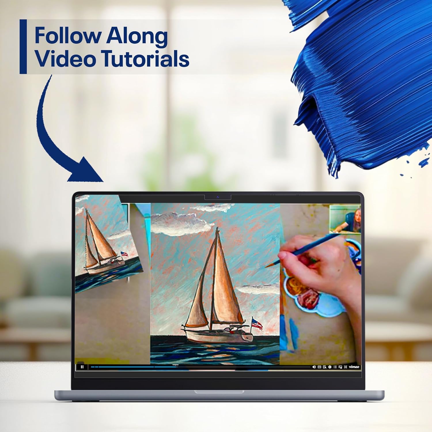 Painting4Real DIY Painting Class Kits for Adults with Video Tutorials Learn to Paint Patriotic Sailboat, How to Paint with Acrylic Paint Sets for Adult, 9 Pieces Art Set & Painting Supplies for Gifts