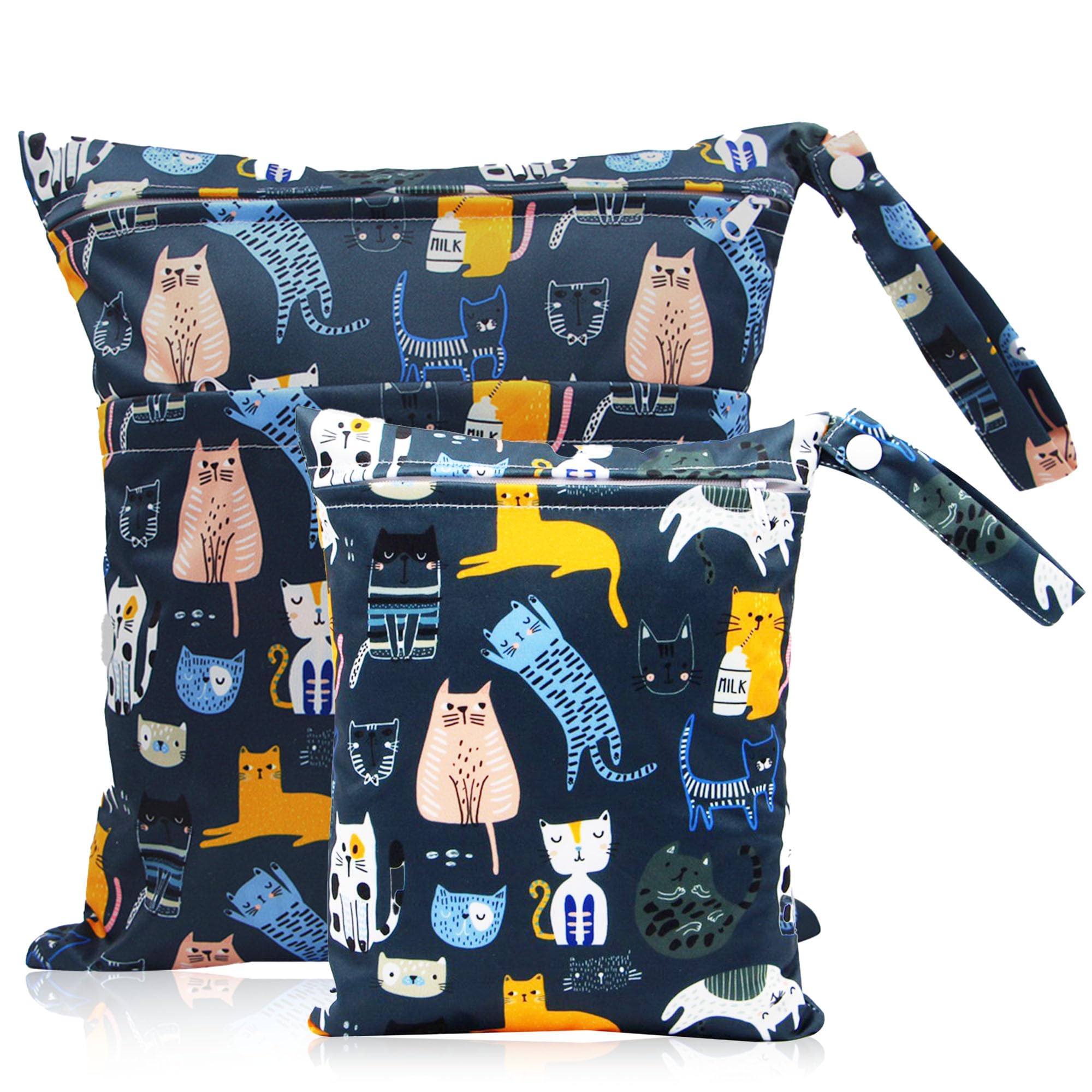Loscarol,2 Stück wetbag Kindergarten groß，nasstasche Wet Bag windeltasche organizer，nassbeutel Kindergarten personalisiert for Baby stoffwindeln (Regenbogen)