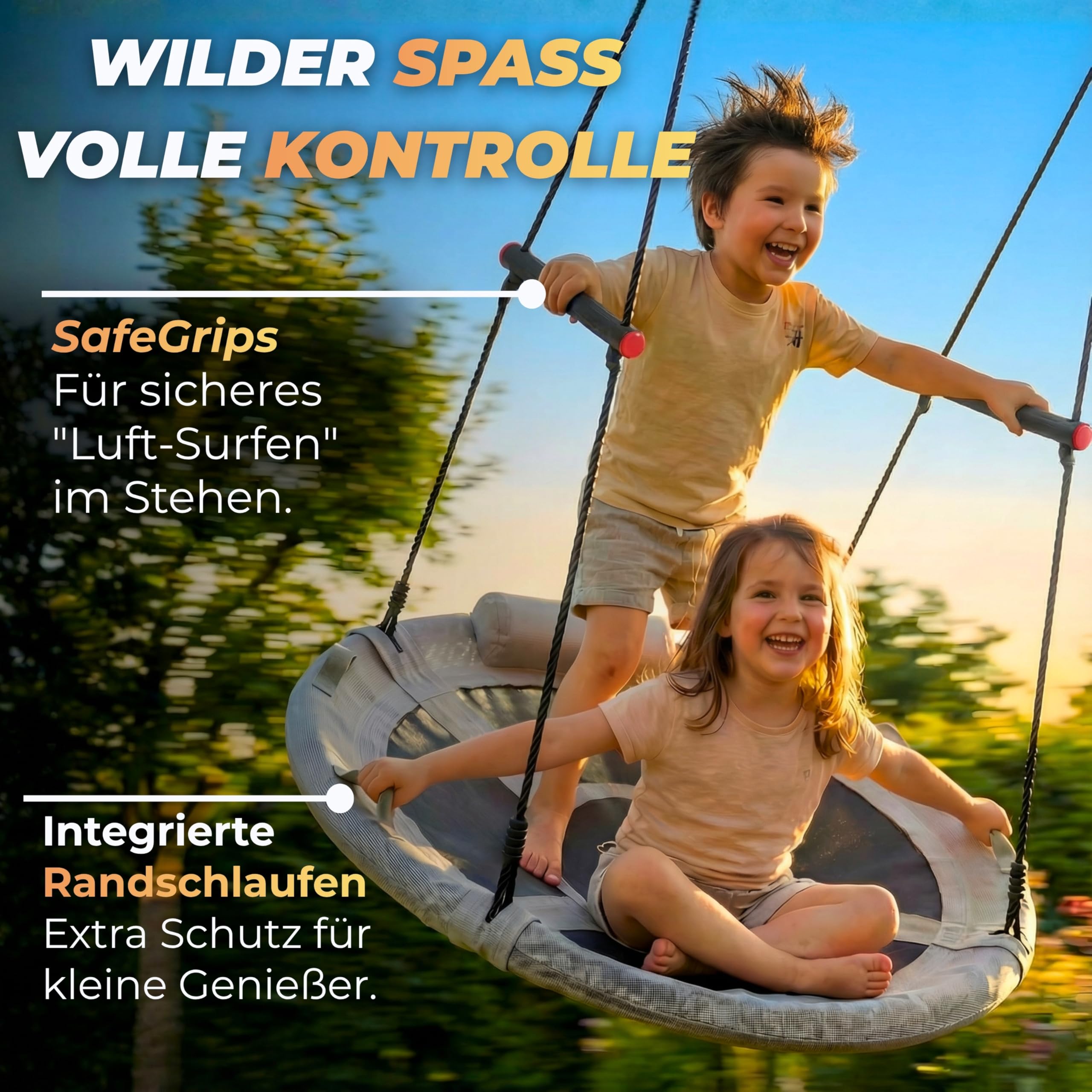 Nestschaukel Outdoor 110 cm, Kinderschaukel, Tellerschaukel, Grau, 150 kg