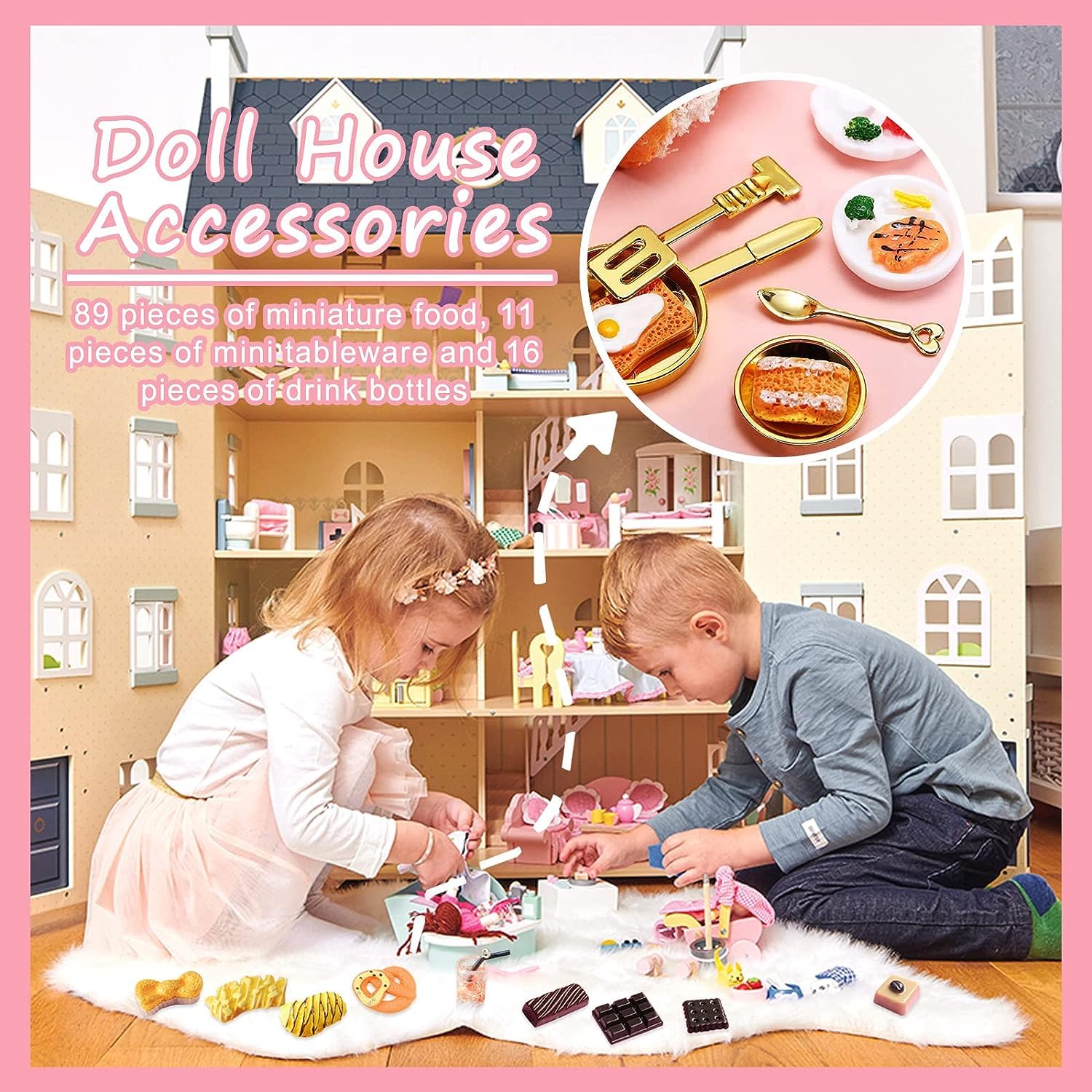 ZXTGBQ 60 Stück Miniatur Essen Spielzeug - Puppenhaus Zubehör Für Kinder Küche Und Deko