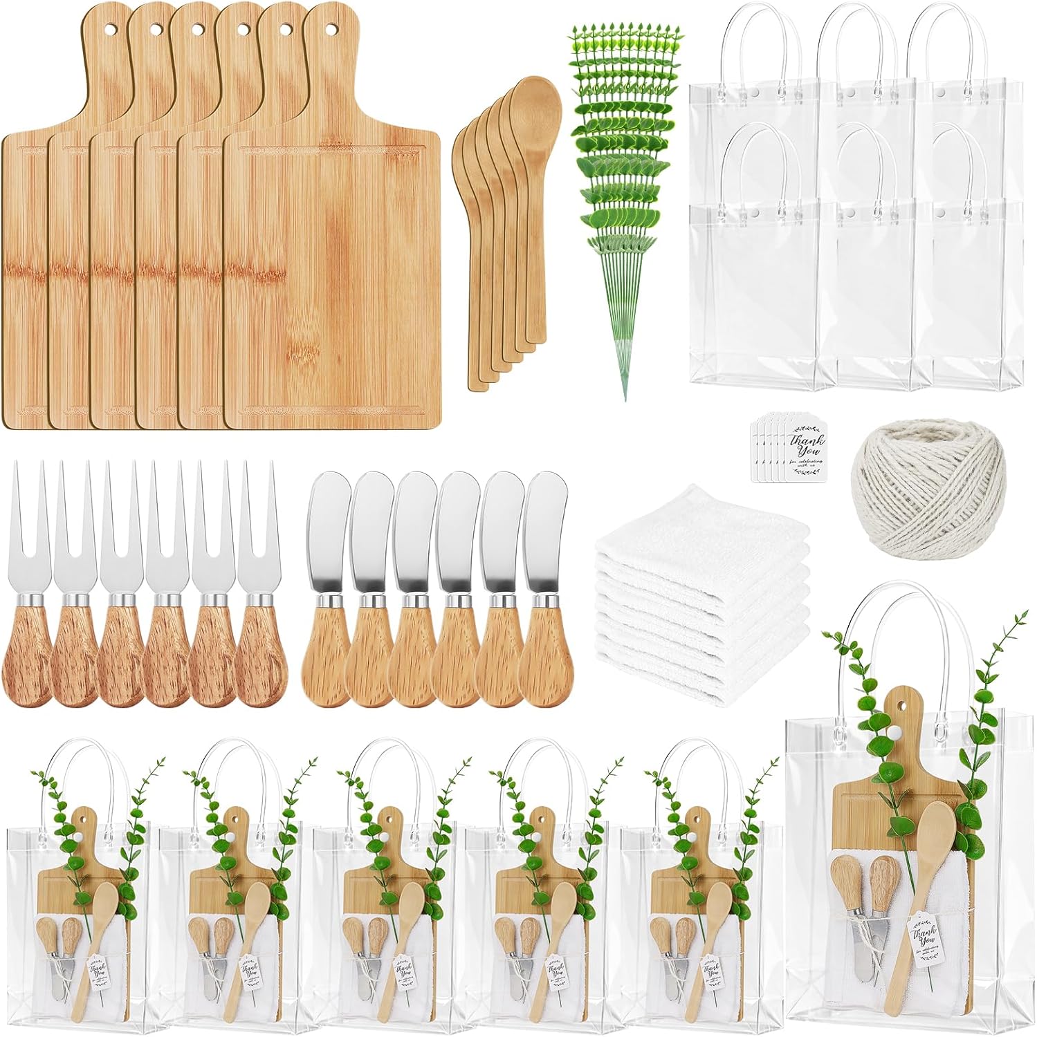 55 Pcs Baby Shower Prizes for Game Winners 6 Sets Bamboo Cheese Board Spoon Fork Butter Spreaders Plaid Towel Thank You Card and Gift Bags for Baby Shower Wedding Bridal Shower Favors 55 Pcs Baby Shower Prizes for Game Winners 6 Sets Bamboo Cheese Board Spoon Fork Butter Spreaders Plaid Towel Thank You Card and Gift Bags for Baby Shower Wedding Bridal Shower Favors