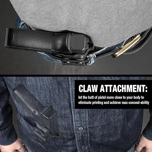 Miniatura 4 de PROUS IWB Kydex Holsters Optics Cut & Claw Glock 1719264445(GEN 1-5) y G2332(GEN 1-4), Glock 4343X - No compatible con G43X MOS, Taurus G2CG3C, Sig