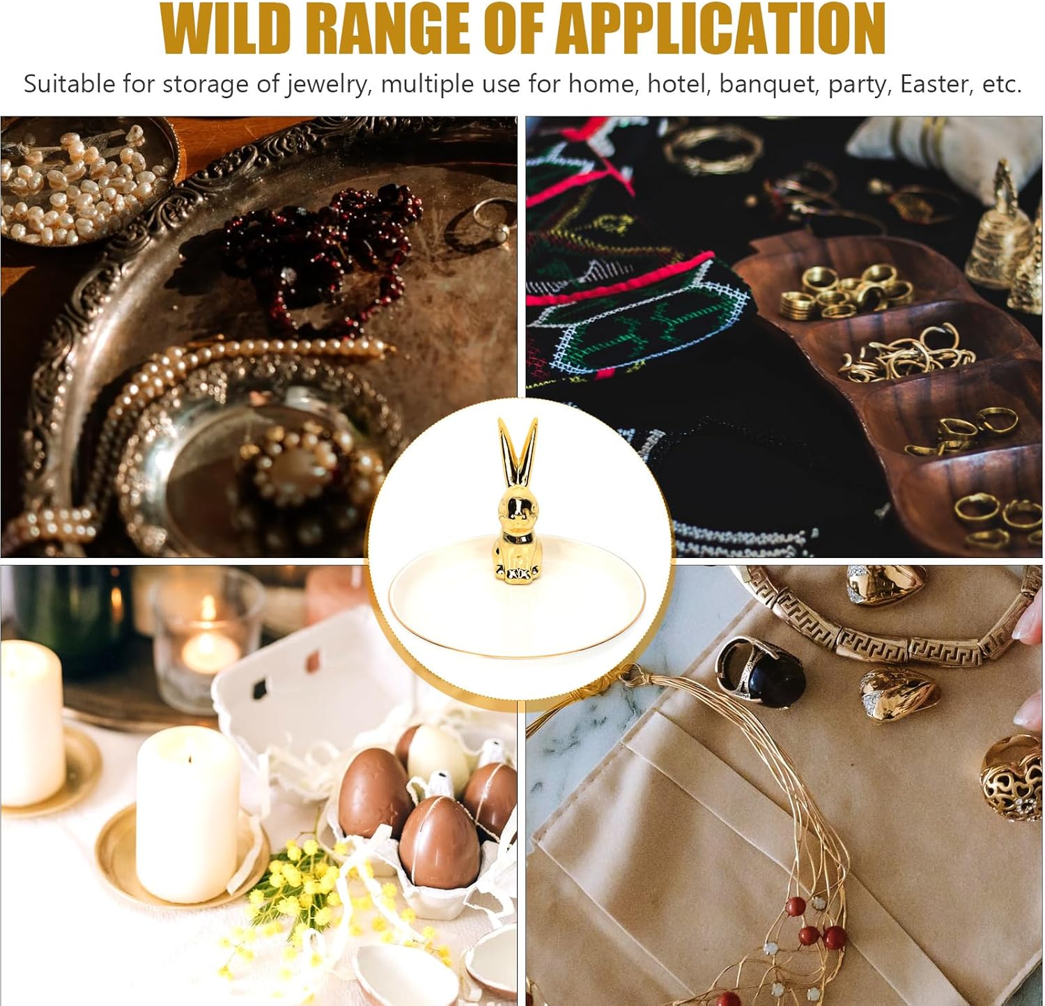 Garneck 3 Pcs Rabbit Ceramic Plate Tabletop Ornament Rabbit Cake Stands Ceramic Sundries Tray Sculpture Stand Bunny Plates Trinket Animal Ring Bracelet s White Dessert