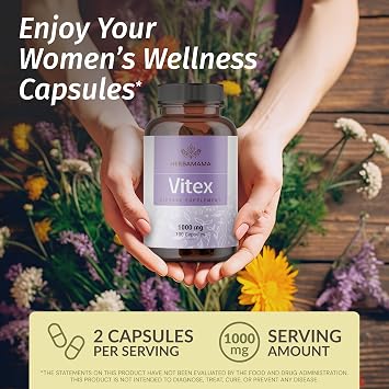 HERBAMAMA Vitex and Ashwagandha Kit - Bundle of 1000 mg Vitex Chasteberry Capsules & Ashwagandha Liquid Drops 2 fl oz - Vegan, Non-GMO, Sugar & Alcohol-Free - 2 Pack