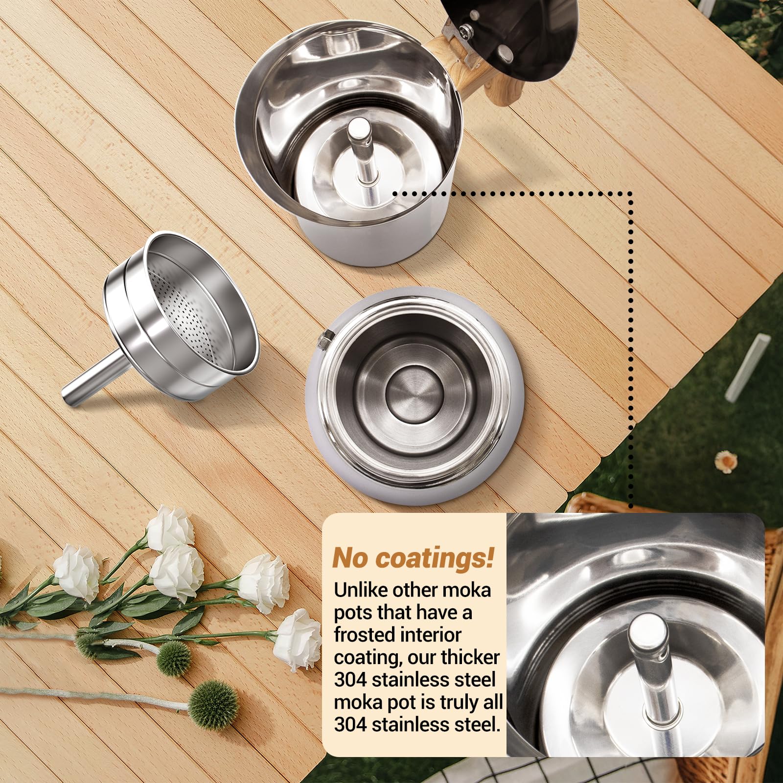 Cafetera espresso de acero inoxidable 304 grueso para 6 tazas, 300 ml, ideal para hacer café italiano y cubano