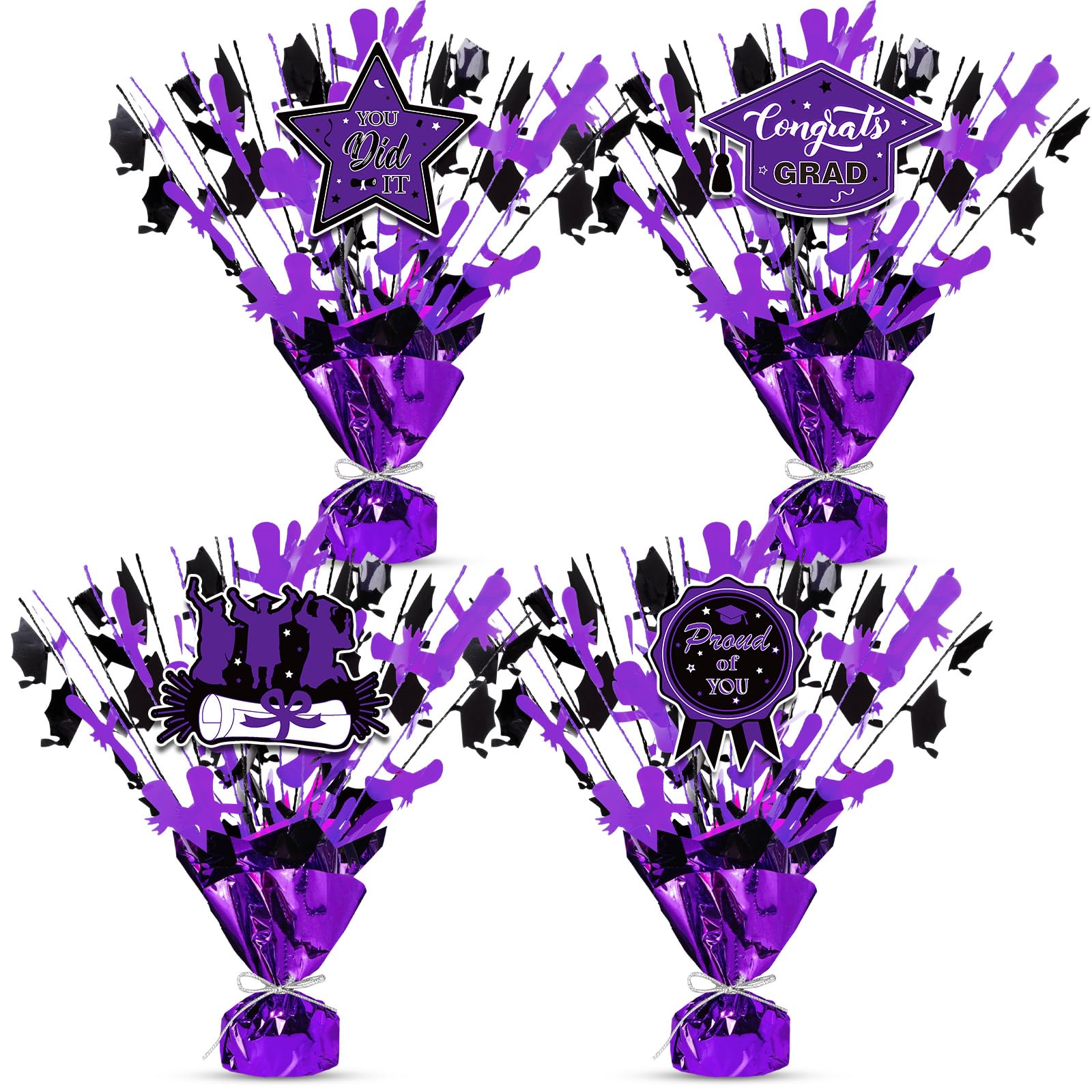 Photo 1 of Tatuo 4 Pcs 2026 Graduation Table Centerpieces Party Decoration of Gleam Glitter Foil Graduate Centerpieces for Grad Party Supplies(Purple)