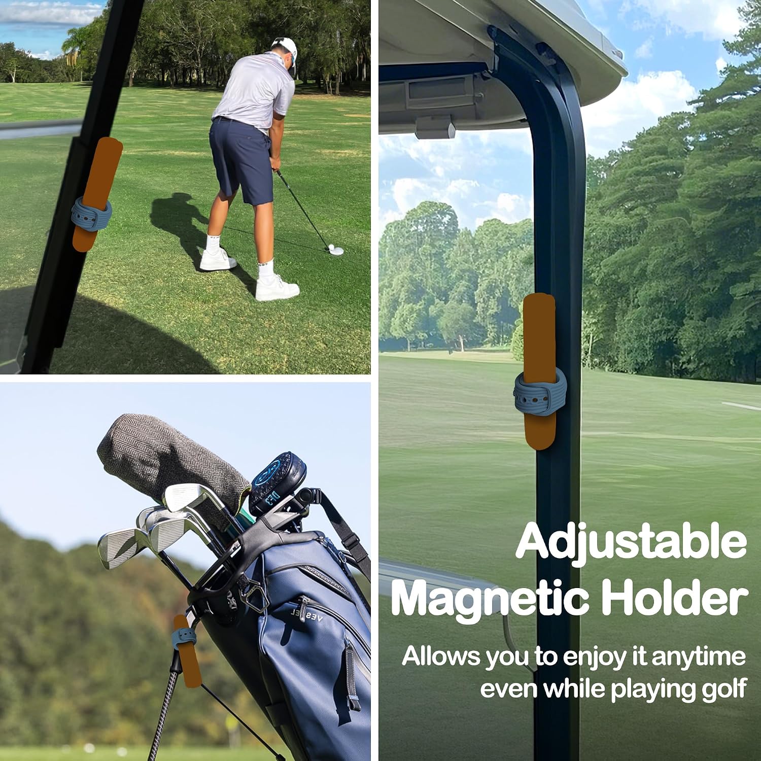 Magnetic Golf Cart Accessories - Adjustable Silicone Stand Clip Holder with Built-in Magnet, Holds 45-70 Rings, Perfect for Golfing, Grilling, Fishing, Travel & Outdoor Adventures image 4