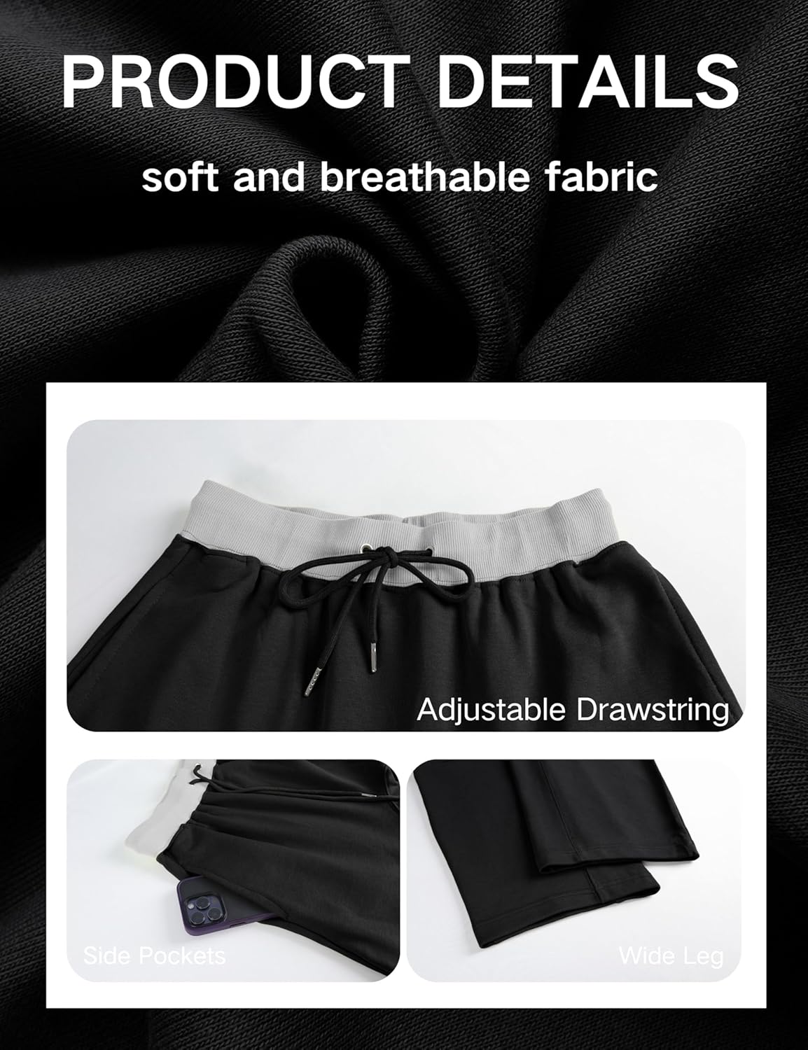 Athlisan Womens Barrel Sweatpants Baggy Wide Leg Color Block Workout Track Pants Trousers - Image 4