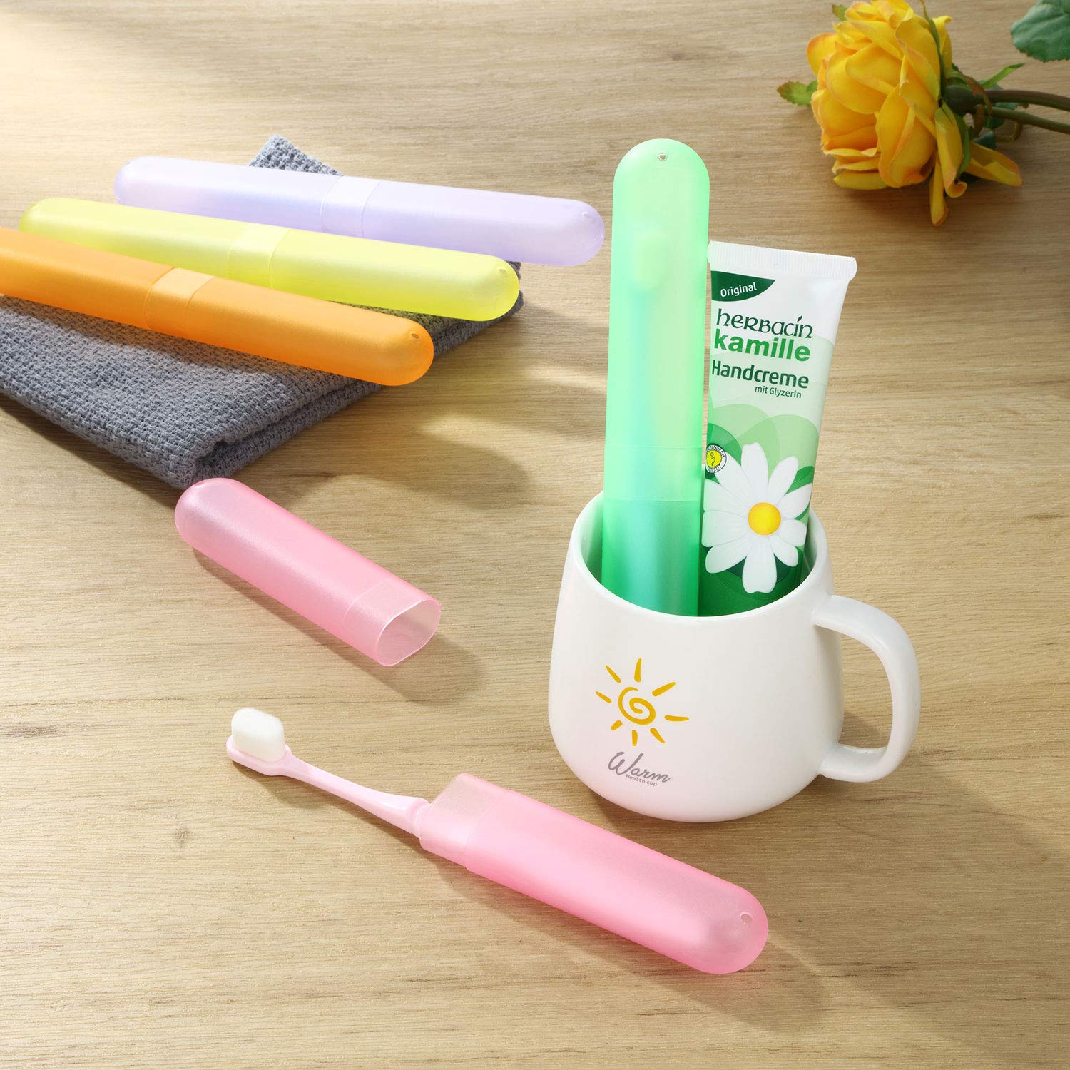 20 Pieces Travel Toothbrush Case Holder, Portable Toothbrush Storage, 7 Assort Color Plastic Toothbrush Case Holder Toothpaste Case Cover Protector for Travel Use: Beauty