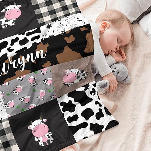 Miniatura 2 de Mantas de bebé personalizadas de tractores agrícolas Minky con nombre, mantas de diseño de retazos verdes personalizadas para niños y niños, regalo