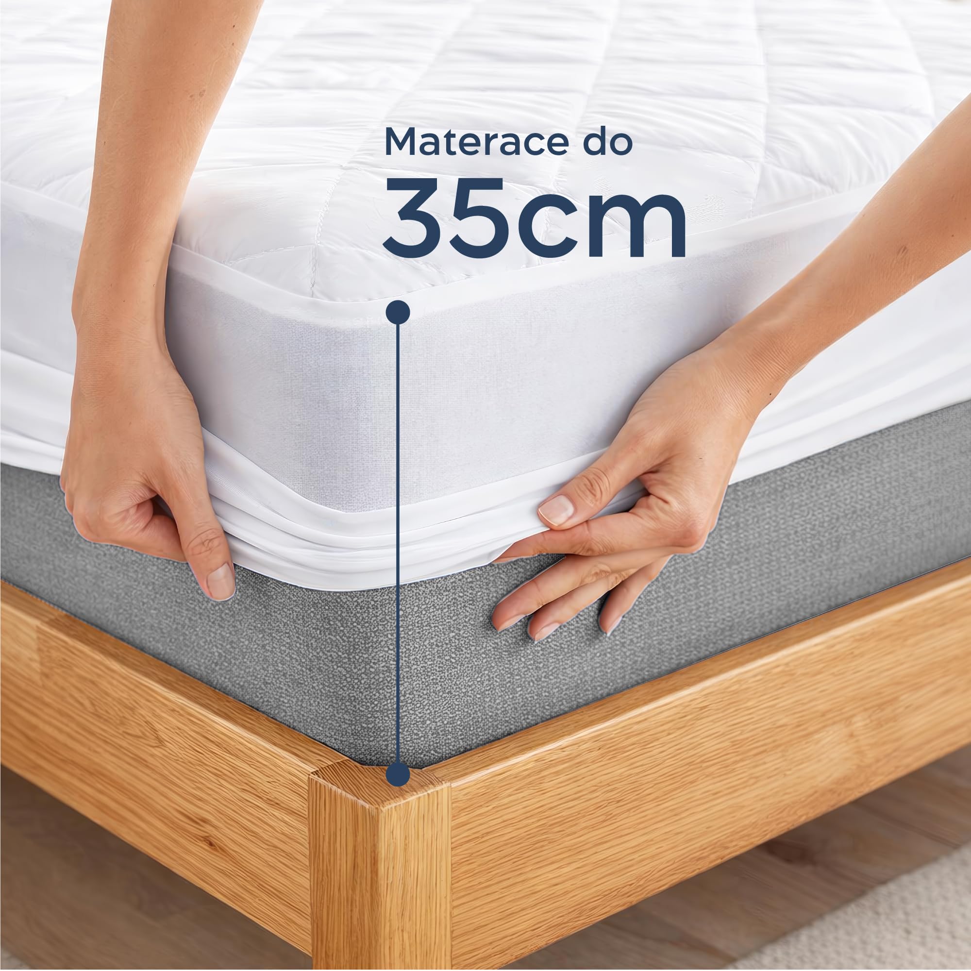 Ochraniacz na materac Twinzen pikowany 160x200 cm - Nakładka na materac 160x200 z gumką dookoła, do kieszeni do 40 cm - Oeko-Tex, nie wodoodporny