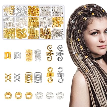 Ymapinc 40-teiliges Dreadlocks Schmuck Set - Holz Perlen Mit Haareinfädler