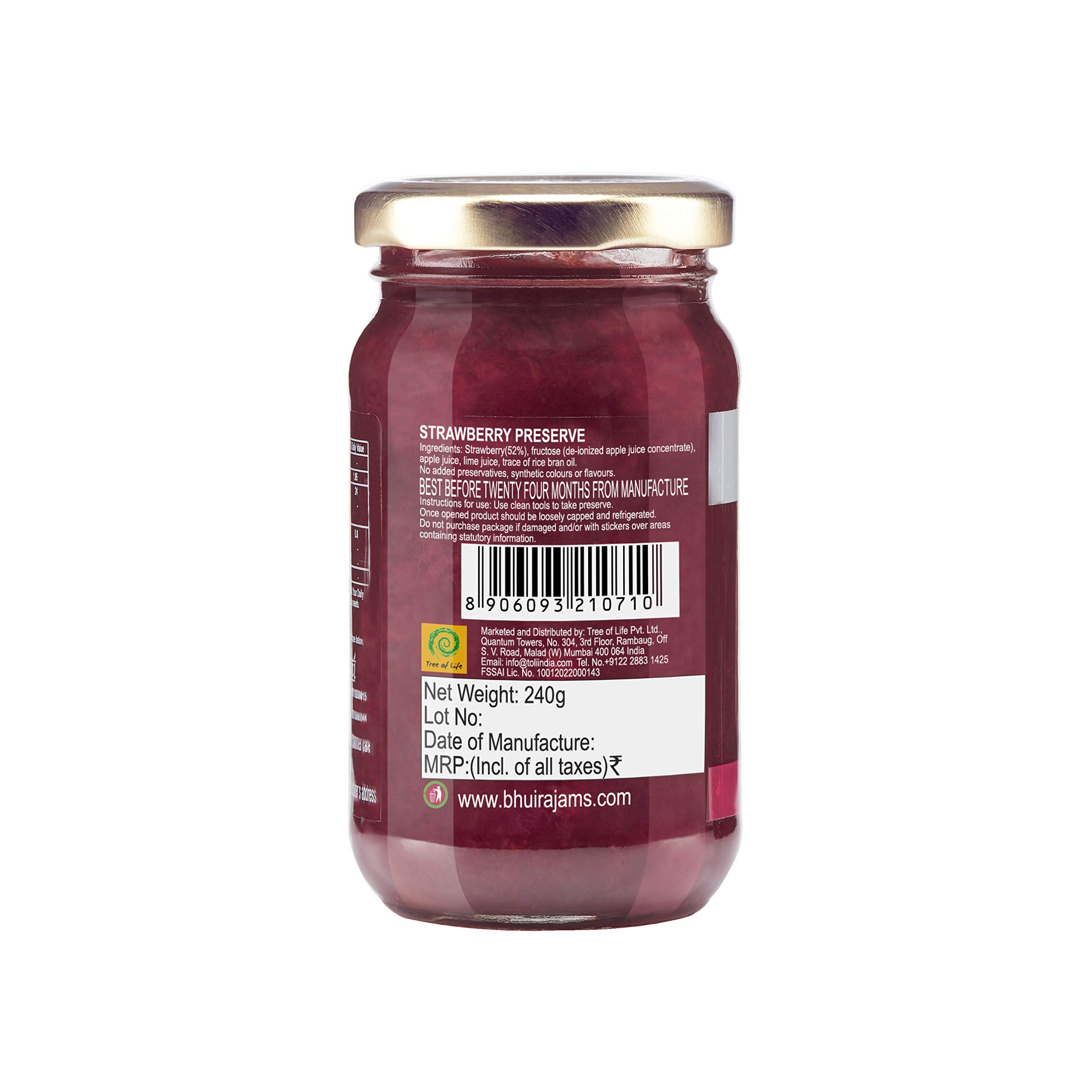 Bhuira|All Natural Jam Strawberry Preserve & Three Fruit Marmalade-240g Each|No Added Sugar|No Added preservatives |No Artifical Color Added |Pack of 2 - Image 6 thumbnail