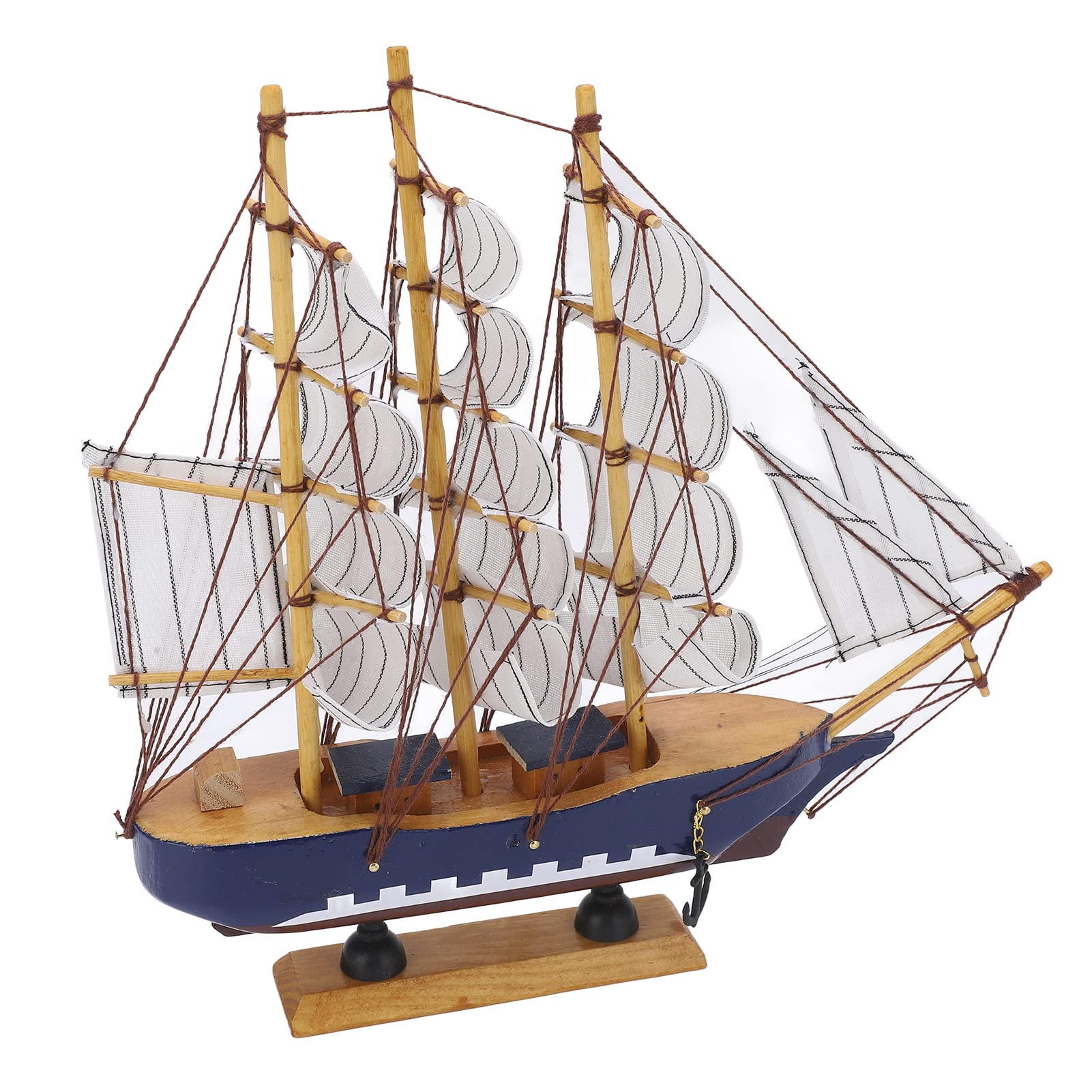 Modèle de bateau à voile de style méditerranéen de haute densité en pin naturel durable aux couleurs vives ornements, cadeaux pour femmes, hommes, adultes et amis