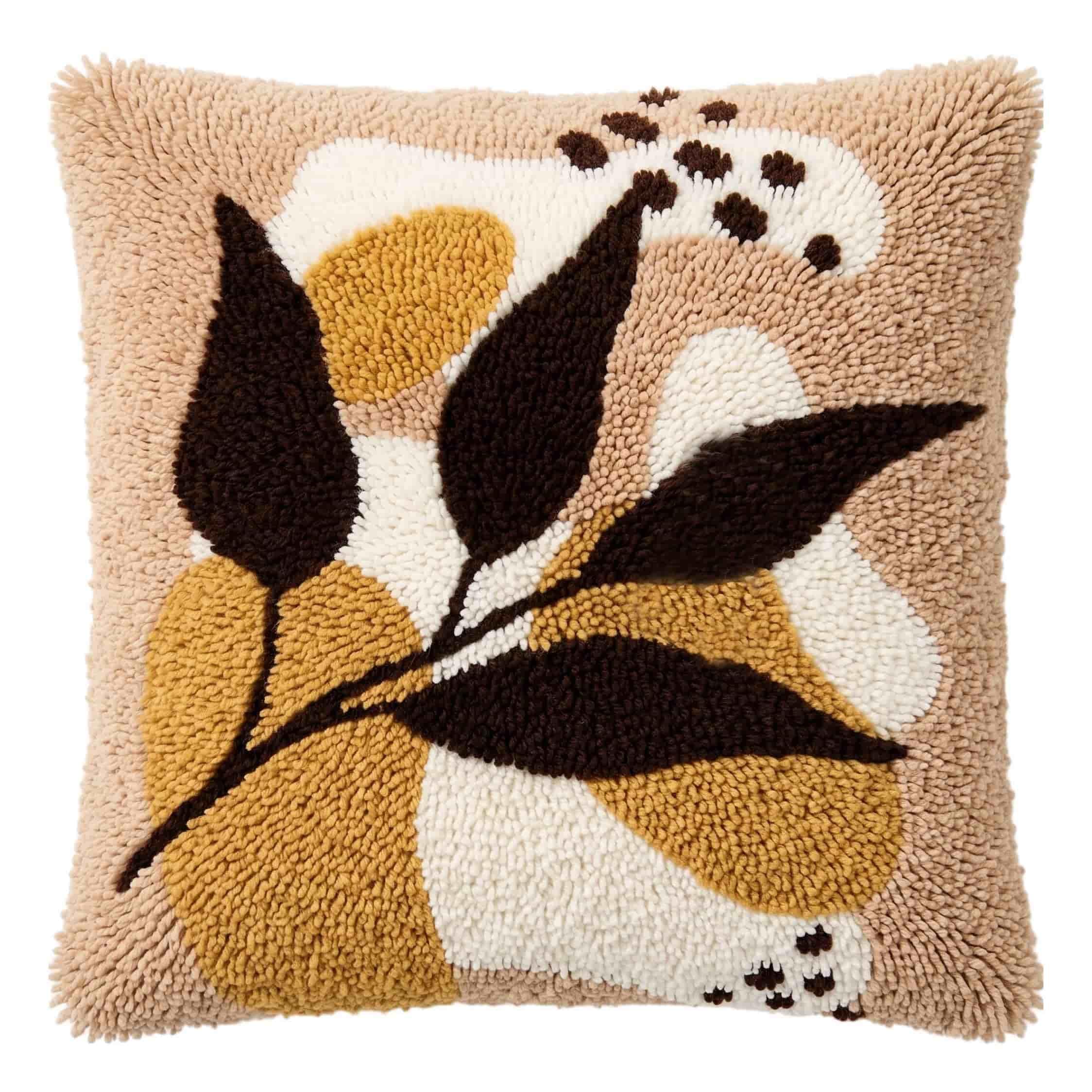 AxiangziK Latch Hook Cushion Kit,Leaves DIY Throw Pillow Cover 43X43Cm