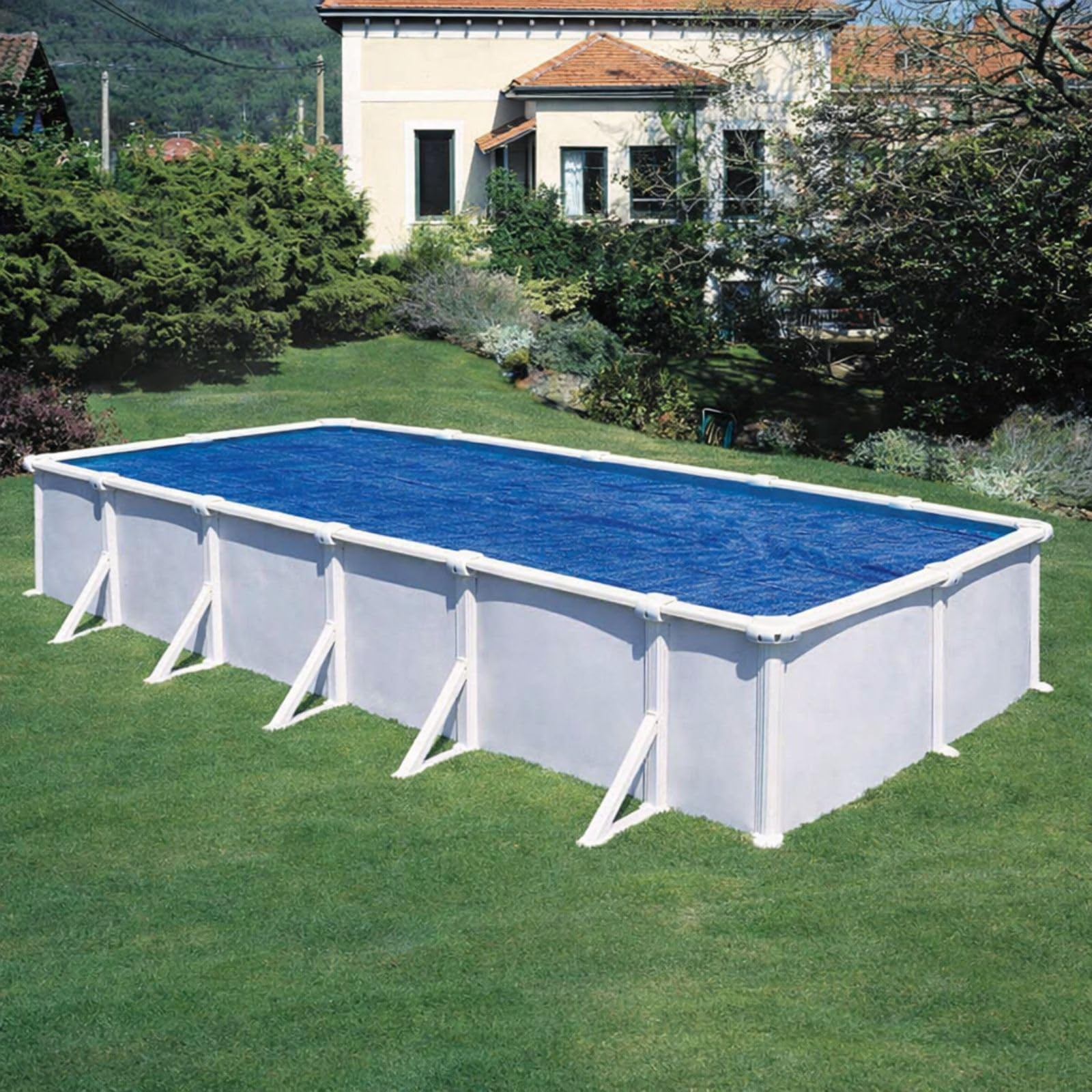 San Marco bâche d'été pour piscines rectangulaires, épaisseur 180µ, Couleur Bleue, bâche isothermique pour piscines 7,30x3,66 MT. (7,30x3,66 MT)