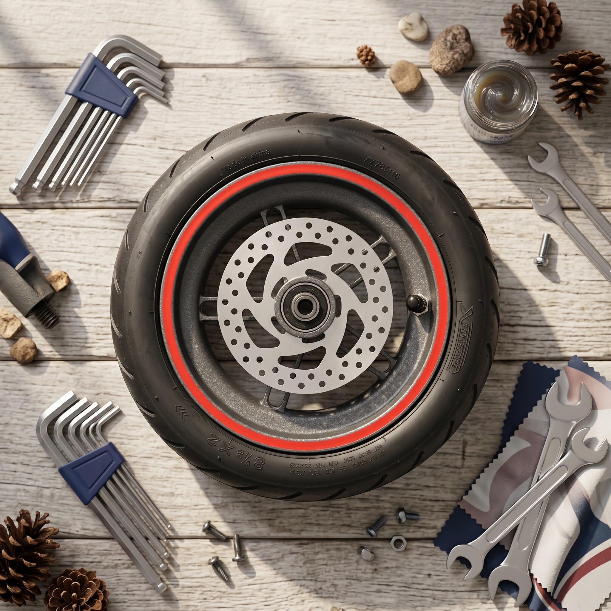 Conjunto de Rueda Trasera de Scooter Eléctrico, Neumático de Rueda de Goma con Freno de Disco de 110 Mm para M365 1S