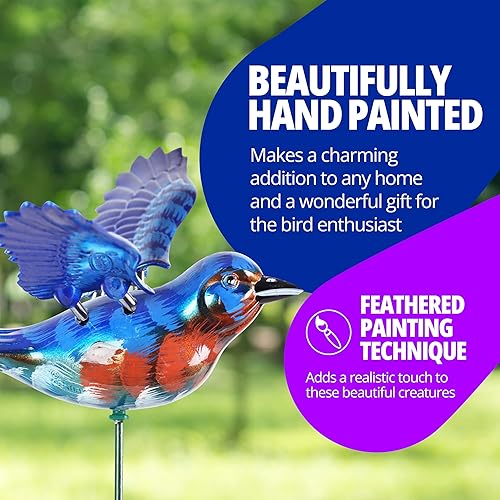 Miniatura 3 de Exhart Estaca de jardín, juego de 6 estacas de jardín con diseño de pájaros, decoración de jardín al aire libre y arte de patio, 6.5 x 4 x 16