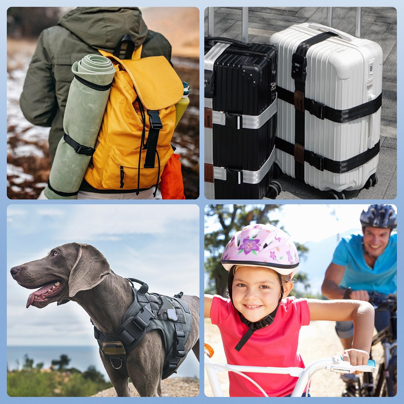 Sangle en Nylon de 10 m avec 20 Paires de Boucles, 20 mm de Long, Bande en Nylon Noir avec Fermeture Rapide pour Sac à Dos, Sac à Bagages, Collier pour Chien, Noir, 2 cm x 10 m