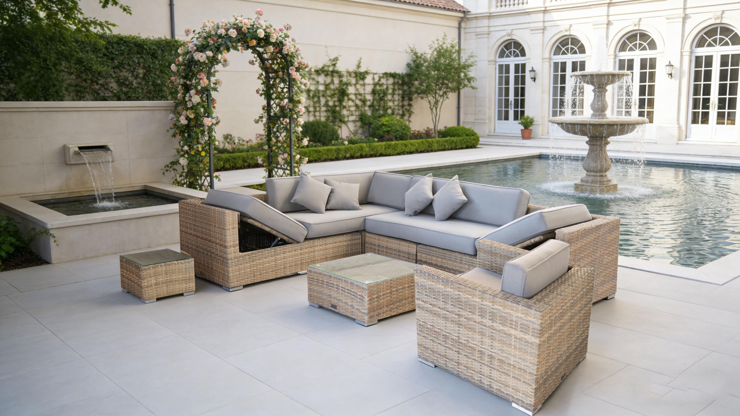 Ragnarök-Möbeldesign PolyRattan Lounge DEUTSCHE Marke - EIGNENE Produktion - 8 Jahre GARANTIE auf UV-Beständigkeit