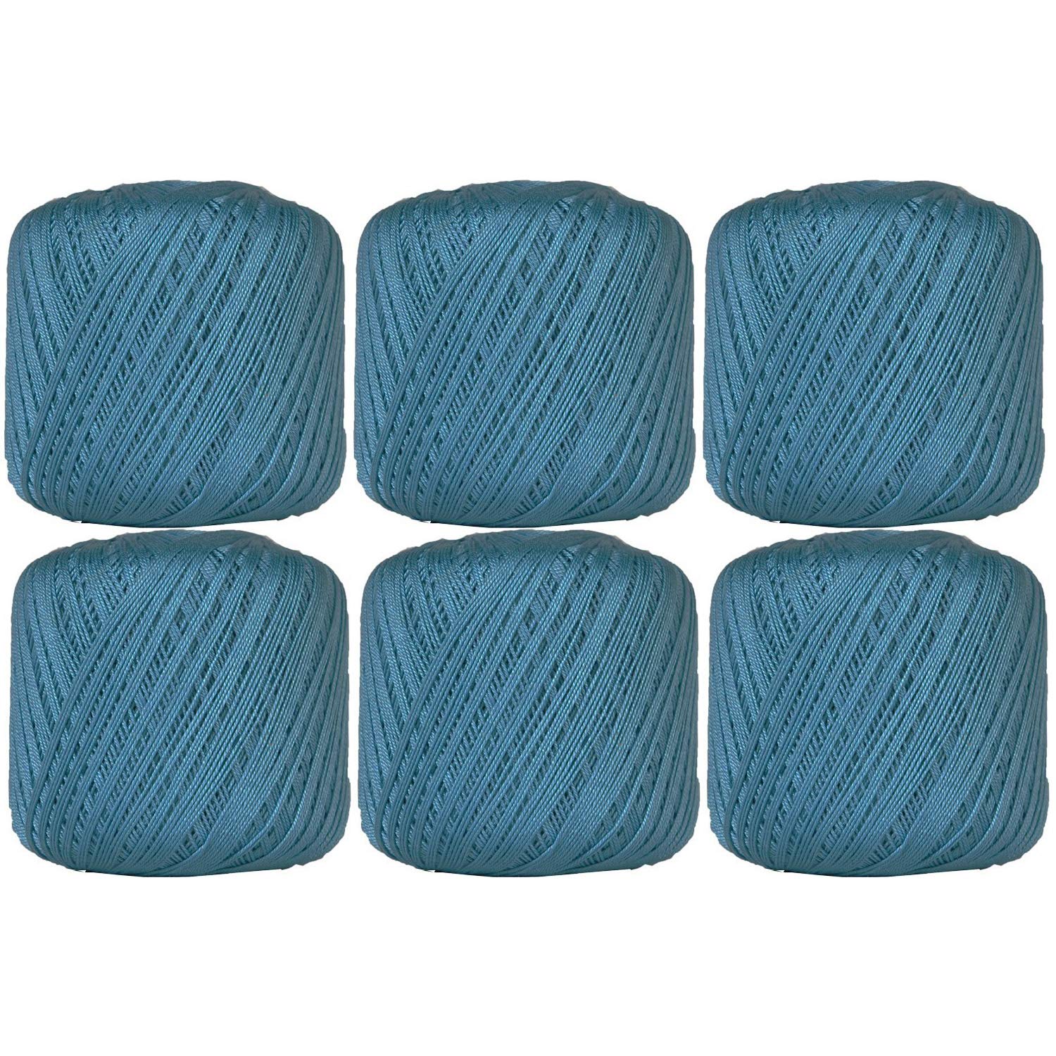 ThreadArt 100% Cotton Crochet Thread Size 10, 6 Ball Pack, Turquoise 42